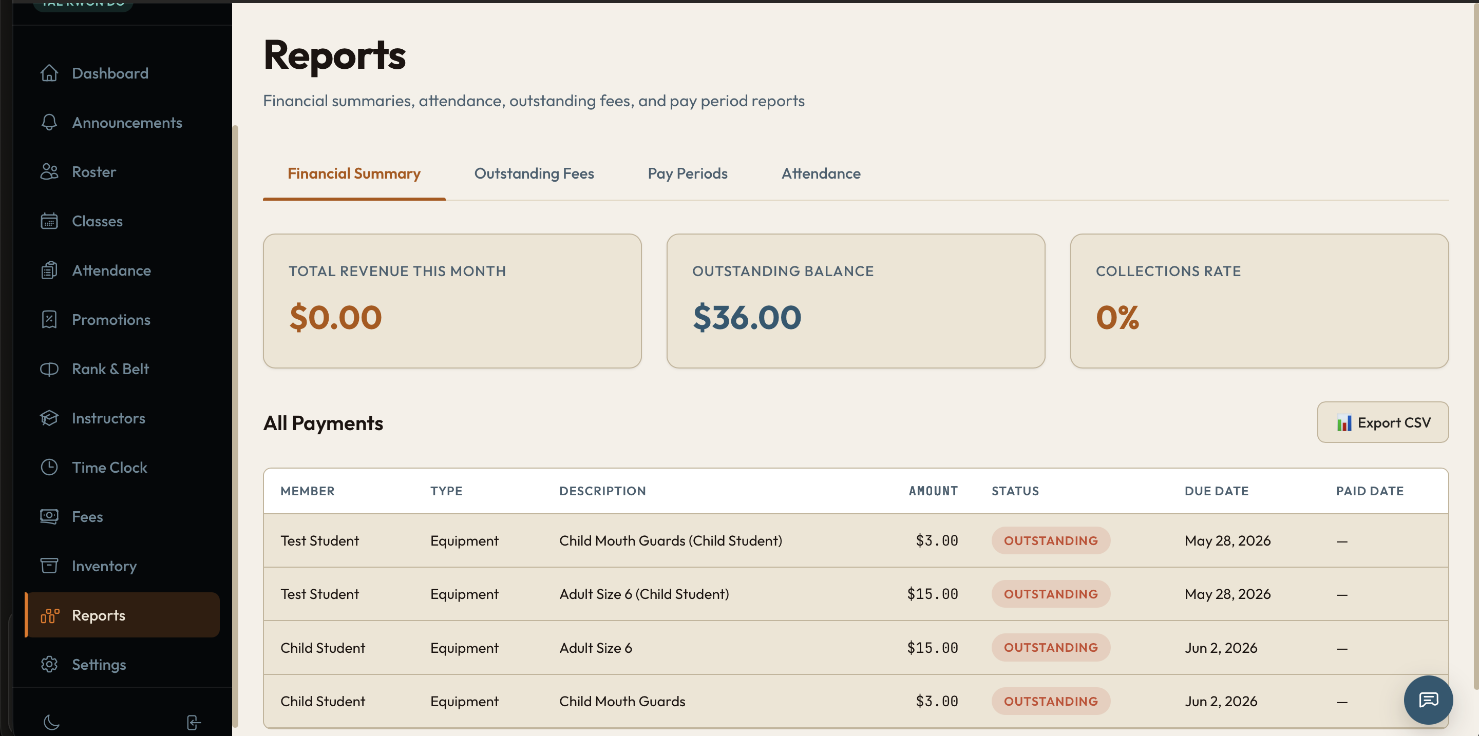Anvil Dojo financial reports